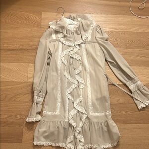 Temperley London Cream Ruffle Lace Dress